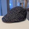 American retro new leopard print forward hat female spring and summer niche anti-wear beret show face small painter hat