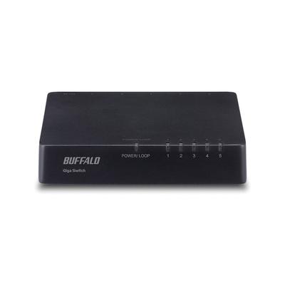 Buffalo Giga Compatible Plastic Housing AC Power 5 Port Black Switching Hub LSW4-GT-5EP/BK