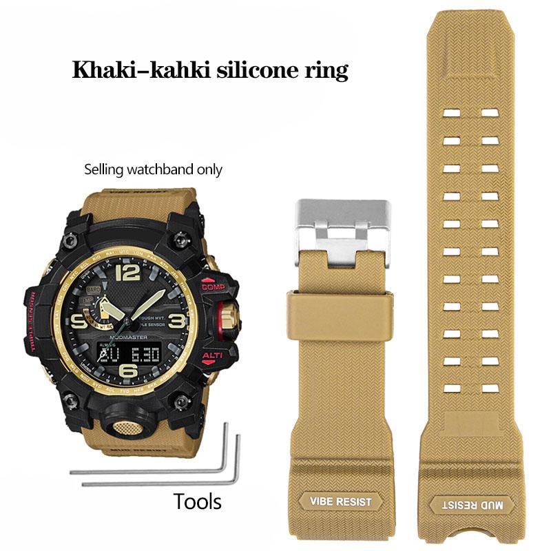 Resin Silikon Klokkereim For Casio Big Mud King GWG-1000GB Svart Gull G-SHOCK GWG-1000 Serie Gummireim med Verktøy Armbånd