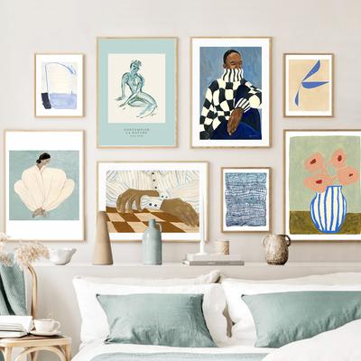Pajamas Girl Nude Line Curve Geometry Flower Modern Posters And Prints Wall Art Canvas Painting Decor Pictures For Living Room