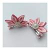 6-Piece Set: Pink Hair Clips & Headband for Kids | Tsumami Zaiku (Kanzashi) Flower, Butterfly, Rabbit Motifs | Handmade Grosgrain Ribbon | Baby &