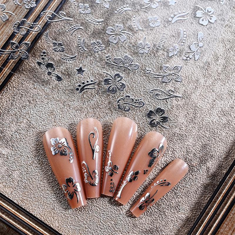 

Квітка гібіскуса Наклейка для нігтів Північноамериканський вітер Квітка гібіскуса Задня клейка нашивка для нігтів Декоративна нашивка для нігтів Аксесуари срібний