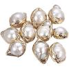 CHGCRAFT 5Pcs 15.5~26mm Natural Baroque Pearl Beads Cultured Freshwater Pearl Spacer Beads Nuggets Shaped Loose Beads with Golden Tone Edge for DIY