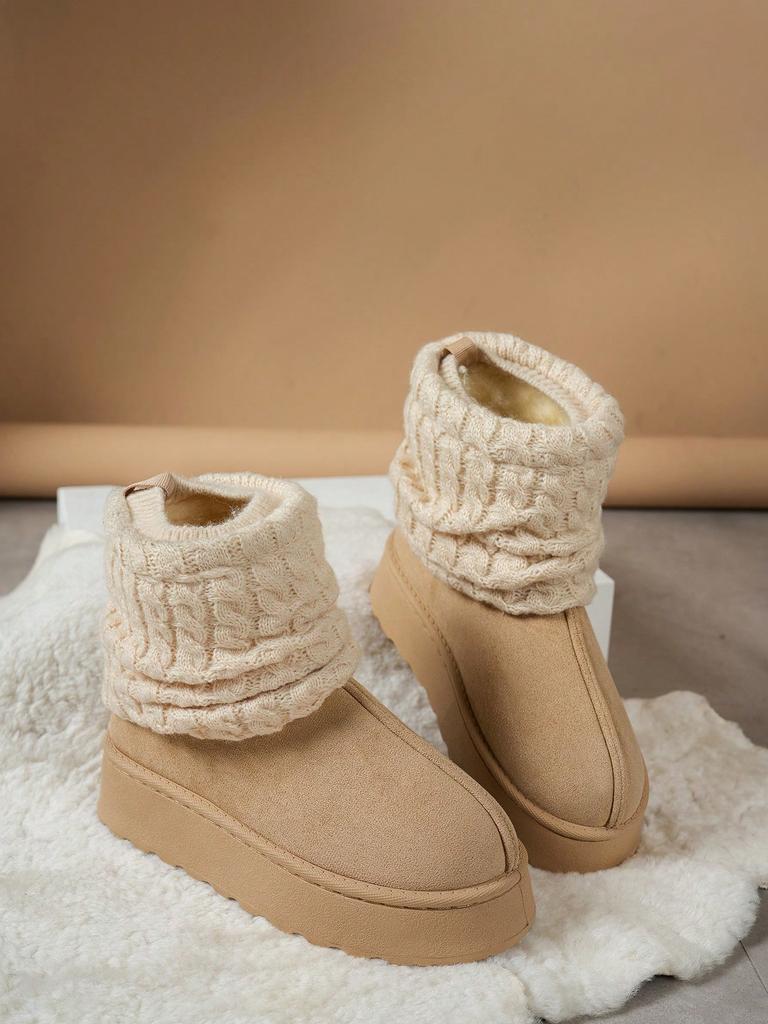 Stivali da Neve Invernali Carini Caldi Suola Spessa Comodi da Donna Fodera in Peluche Gambale Corto Sottili Antiscivolo Calzino a Maglia
