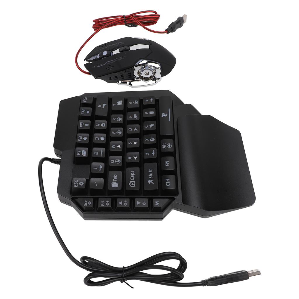 RGB One Handed Gaming Keyboard and Mouse Combo Keyboard Mouse Converter Adjustable Phone Stand 4 in