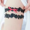 SLBRIDAL Sexy Lace Flower Crystal Rhinestones Pearls Bridal Garter Belt Wedding Thigh Leg Garter Ring for Women/Female/Bride