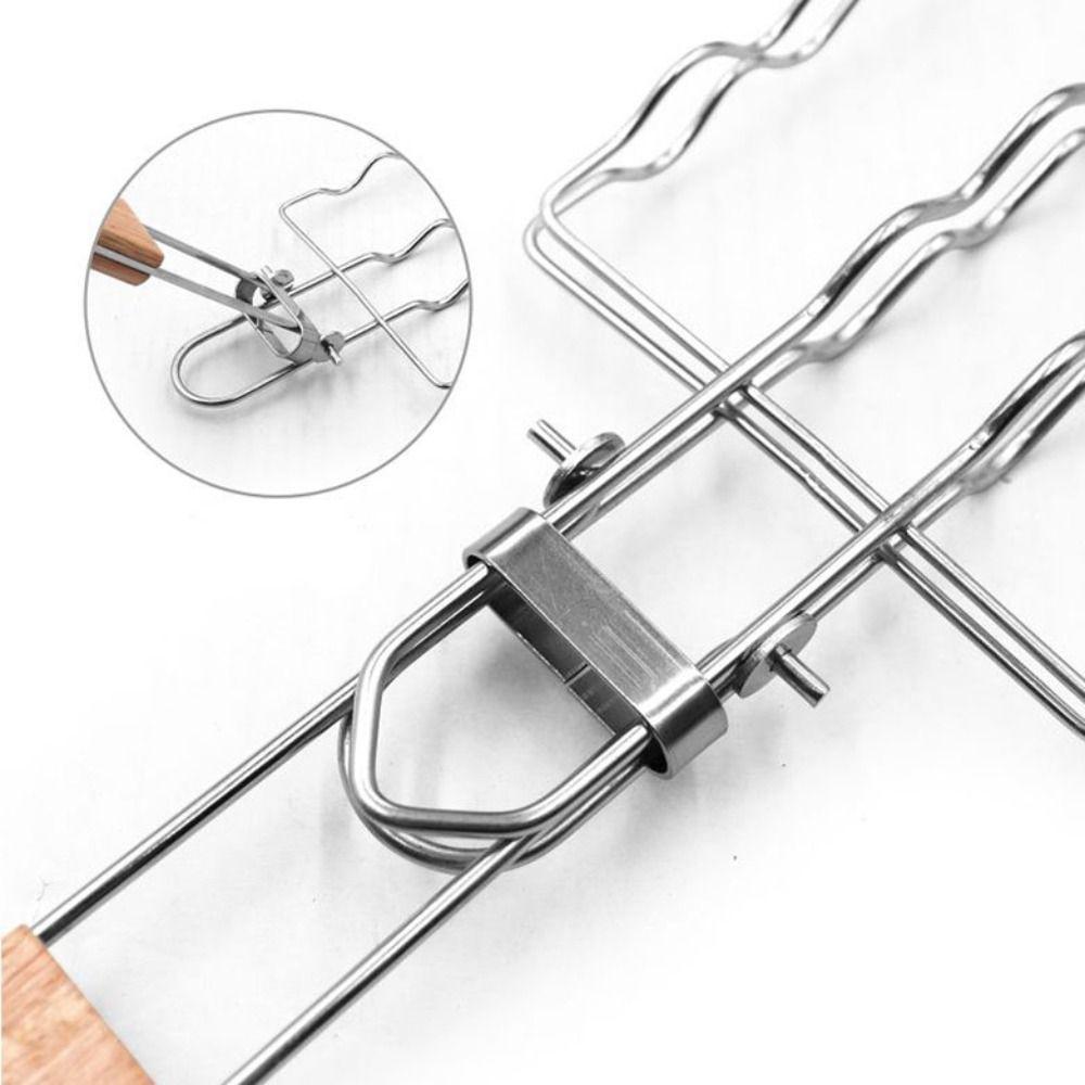 Collapsible Handle Sausage Grilling Clip Rust-proof Barbecue Rack Hot Dog Grilling Clip Vegetable