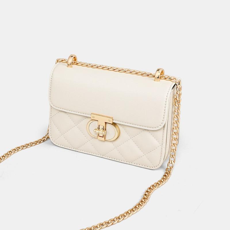 Tasche Damen neue Herbst- und Winter-Kettentasche Umhängetasche Echtleder-Damentasche Rautenmuster kleine quadratische Tasche Gepäck