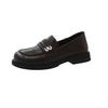 Autumn 2024 retro black British style round head comfortable versatile one-pedal flat women's single shoes trendy small leather shoes