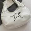 PU Hobo Bag Women's Fashion Shoulder Tote with Stud Detail Soft Texture Casual Everyday Handbag