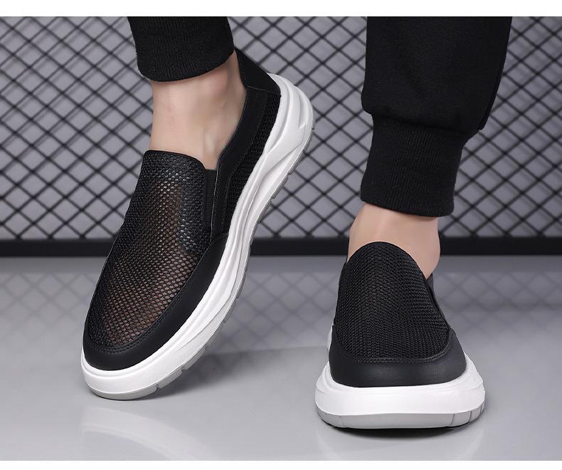 2026 New Men's Breathable Mesh Slip-On Casual Shoes Hollow Out Lightweight Non-slip Leather Shoes for Man Summer Designer Shoe