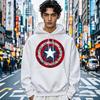 Captain Badge Comic Print Men Women Hooded Sweatshirt Autumn Winter Daily Outdoor Holiday Fitness Casual Loose Warm Sportswear