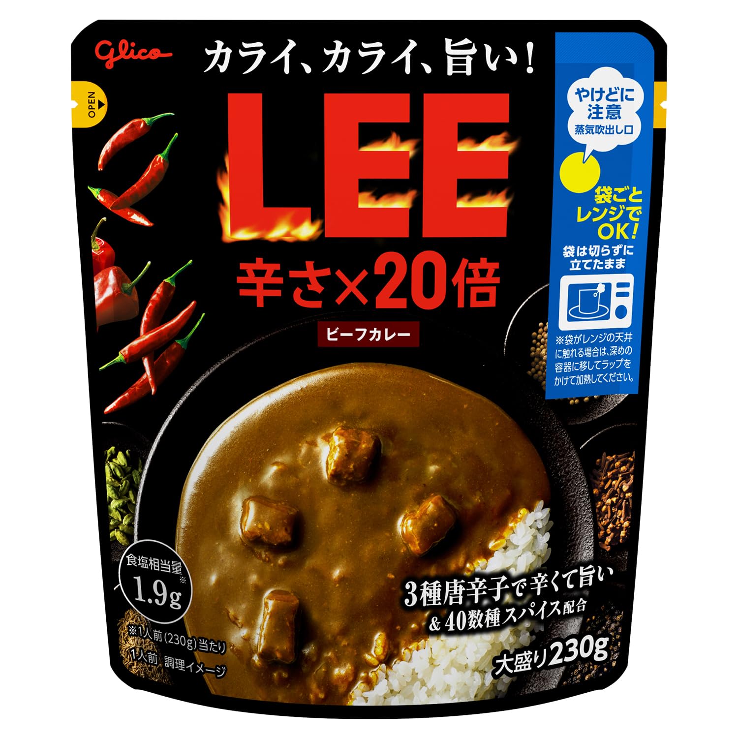 Ezaki Glico Говяжий карри Экстра острый x 230 г x 5 упаковок LEE, 20x, (Супер Острый/Очень Острый/Острый/Комнатная Температура/Готово к Употреблению/Ассорти Пакетиков)