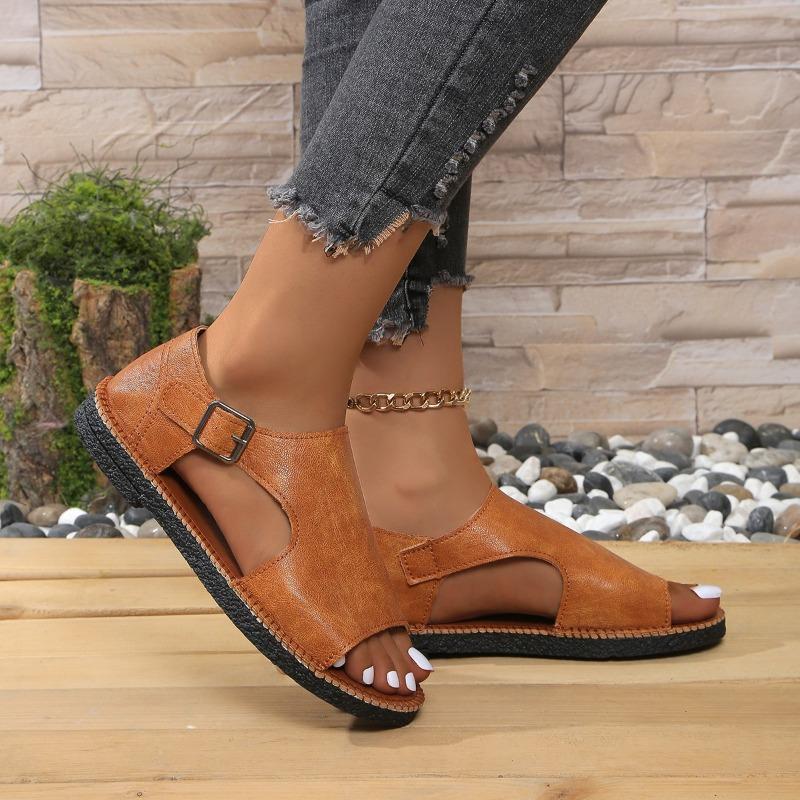 2025 New Summer Women Casual Beach Sandals Vintage Open Toe Gladiator Shoes Buckle Strap Sandals Fashionable and Versatile Shoes