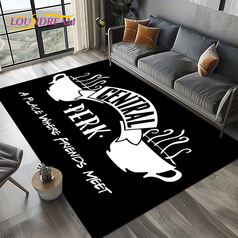 Tappeto Central Perk Friends TV Show per Soggiorno Camera da Letto Casa Decorazione Divano, Tappeto per Area Giochi Bambini Tappetino Antiscivolo Regalo
