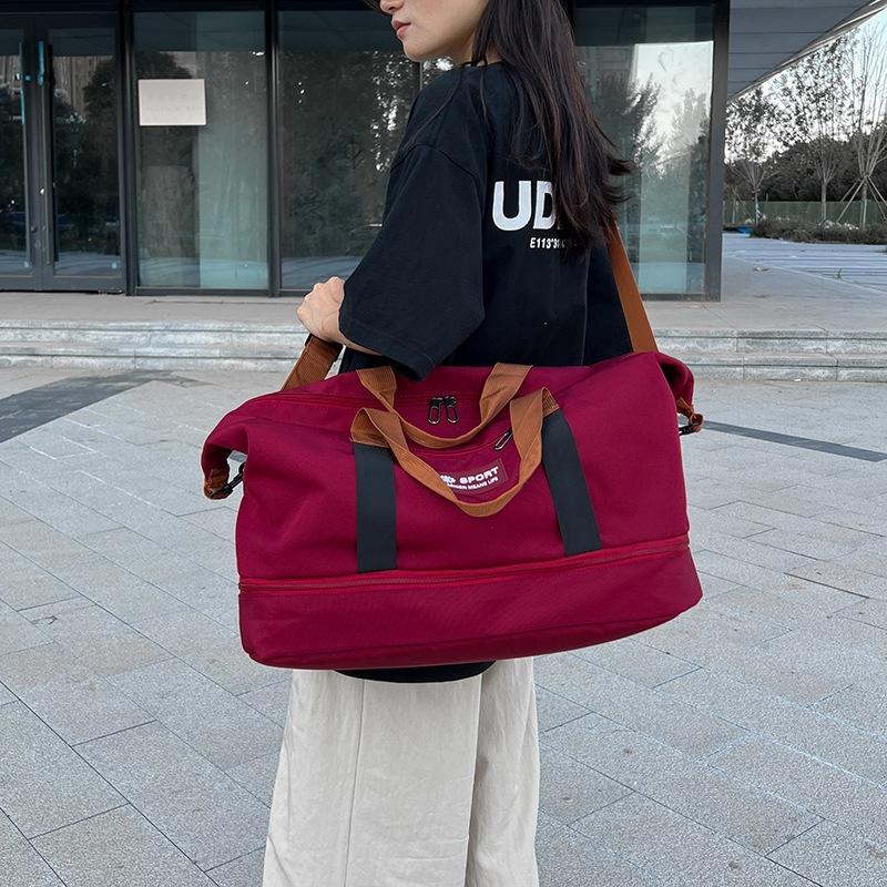 Dry and wet separation sports leisure fitness bag short business trip large capacity hand luggage bag can be set with tie rod belt shoe compartment