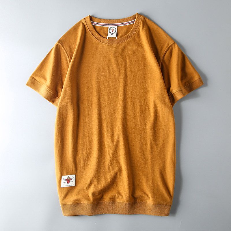 Heavy Weight Cut Label Retro Export Original Single Half Sleeve T-Shirt Ginger yellow 2XL