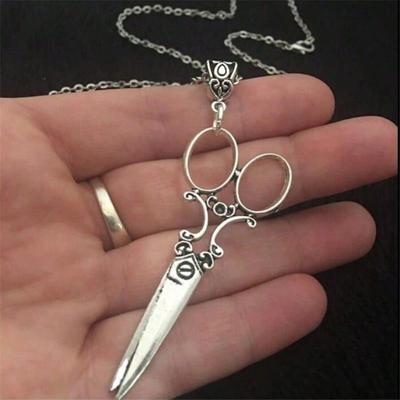 Punk Vintage Silberfarbe Große Schere Anhänger Halskette für Frauen Gothic Kettenhalskette Mode Friseur Schmuck Geschenke
