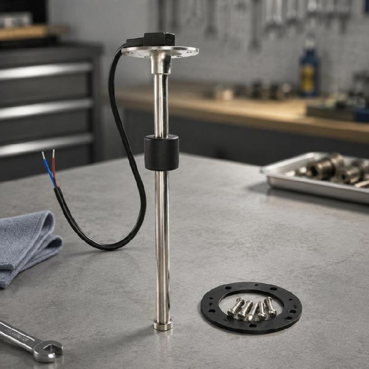 Fuel Tank Level Sensor with Spring Contact Array, Float-Based Sending Unit with 304 Stainless Steel Construction and Two Wire Connection