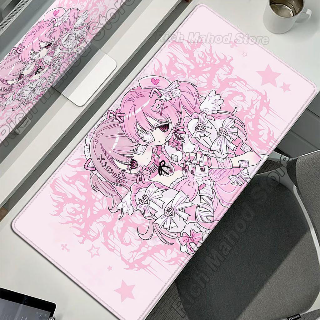Anime Roztomilé Andělské Dívky Podložka pod Myš Herní Rozšířená Podložka na Stůl pro Notebook PC Kawaii Herní Skříňka Podložka pod Myš XXL Koberec pod Klávesnici Růžový Koberec