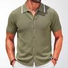 Kurzarmhemden für Herren Atmungsaktive Button-Down-Poloshirt-Oberteile Strandurlaub Leichte Golf-Hemden mit Kragen Herren Sommer Freizeit Gestrickte Hemden