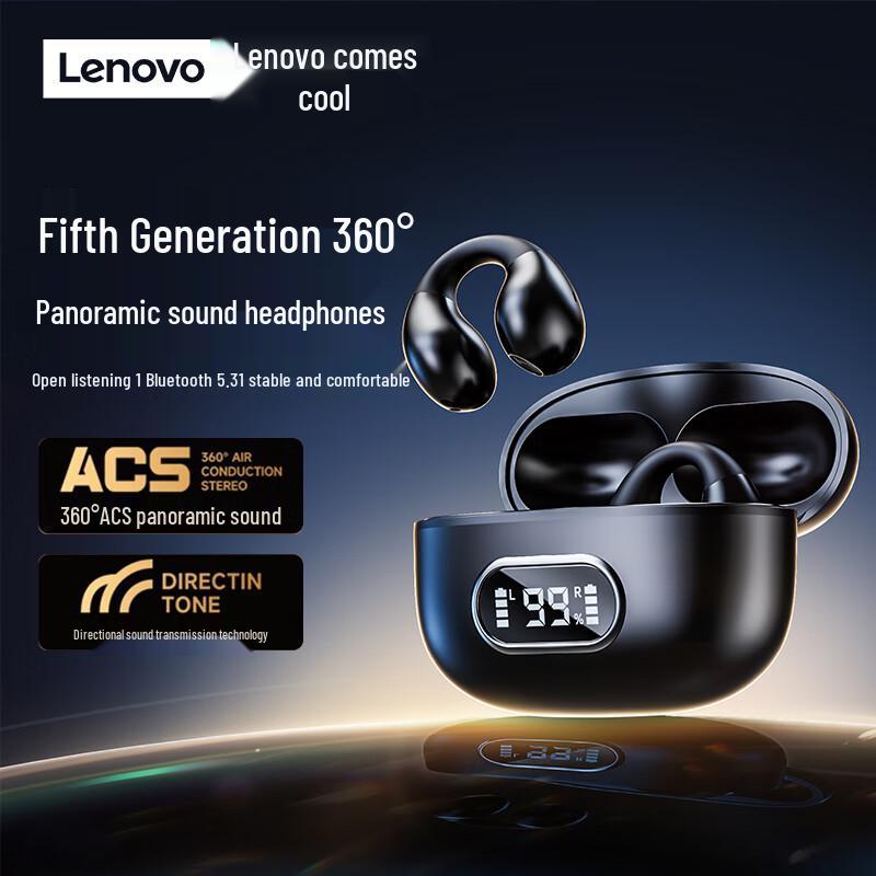 

Lenovo Open-Ear Clip-On True Wireless Bluetooth Earbuds