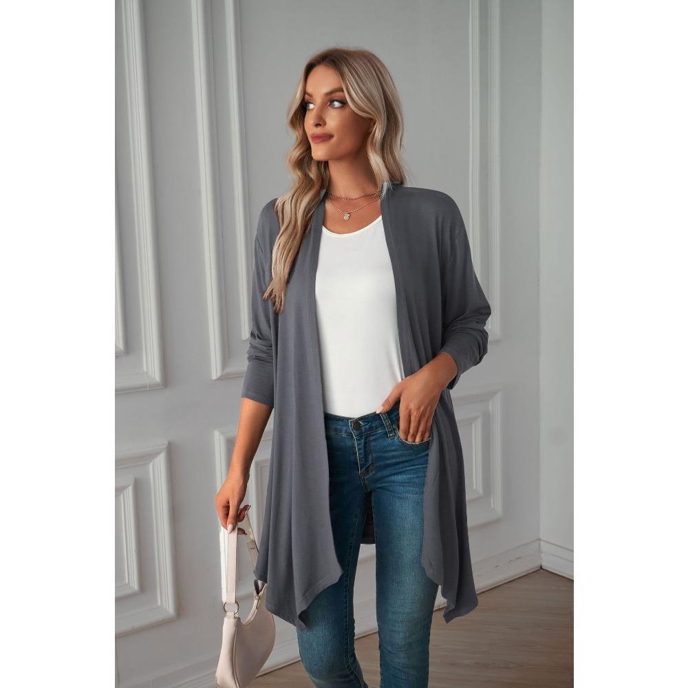 Women's Long Sleeve Jacket Fall New Arrival Solid Color Long Sleeve Cardigan Women's Outerwear Casual Long Top