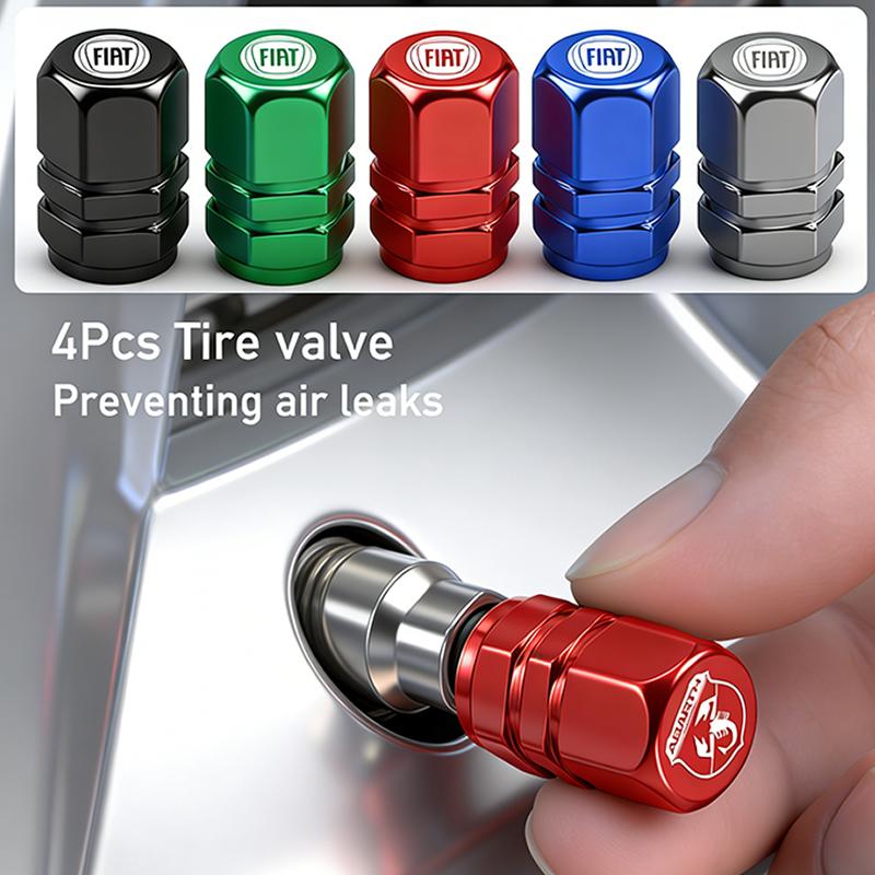 4Pcs 3D Metal Tire Valve Caps Car Tyre Air Stems Cover For FIAT Abarth 500 Tipo FR Panda Argo Freemont f Viaggio Bravo Punto Doblo