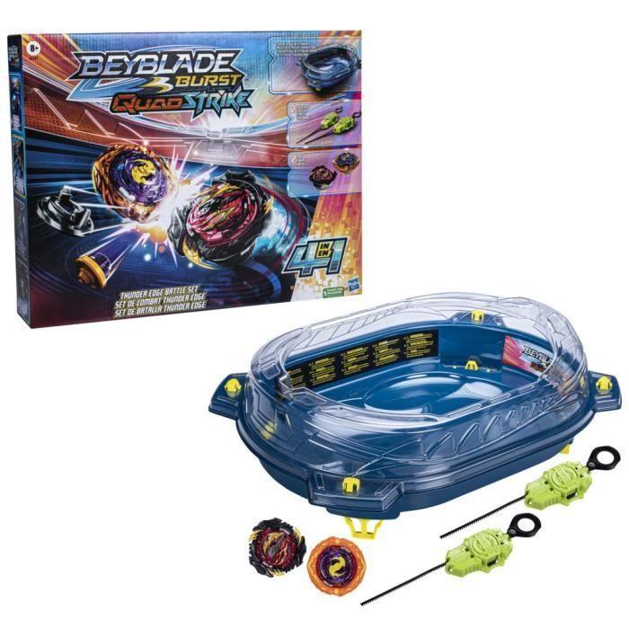 Beyblade Burst QuadStrike, set de combat Thunder Edge avec arène Beystadium, 2 toupies et 2 lanceurs, à partir de 8 ans