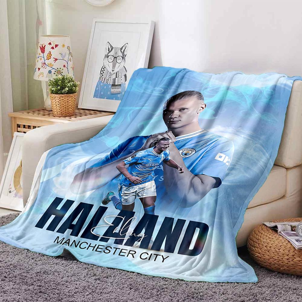 Haaland Trikot Decken Flanell Bedruckt Atmungsaktiv Warm Überwurfdecke für Zuhause Büro Bettwäsche 0708a84