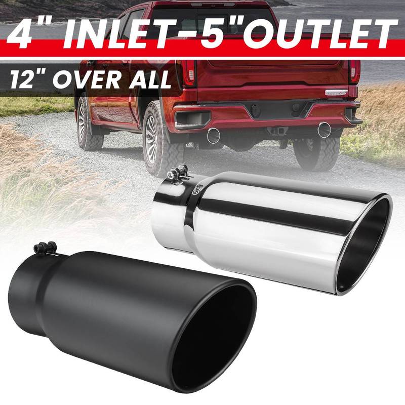 Punct final de evacuare universal 4 inch intrare 5 inch ieșire Lungime 12 inch Tub de eșapament Anti-coroziv Mașină Gât drept de eșapament