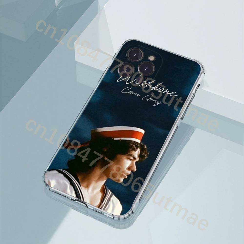 C-Conan Grey Wishbone Phone Case For iPhone11,12,13,14,15,16,17,Plus,Pro,Max,Plus,Transparent Cover