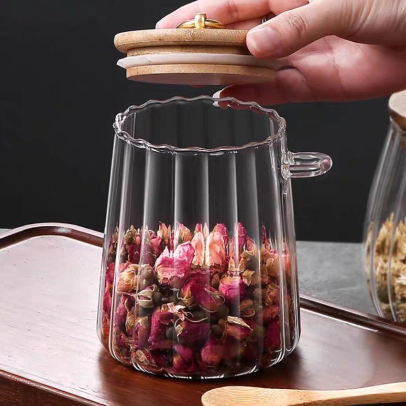 Contenants Alimentaires Hermétiques Pots de Stockage Pot en Verre avec Couvercle et Cuillère Boîte Scellée Boîtes à Sucre Thé Pots à Café Hermétiques Cuisine