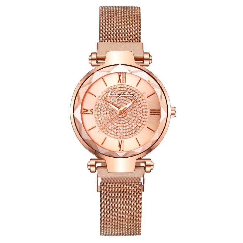 

Popular Roman pattern gypsy women s watch women s watch quartz lazy iron magnet magnet рожевий колір золота