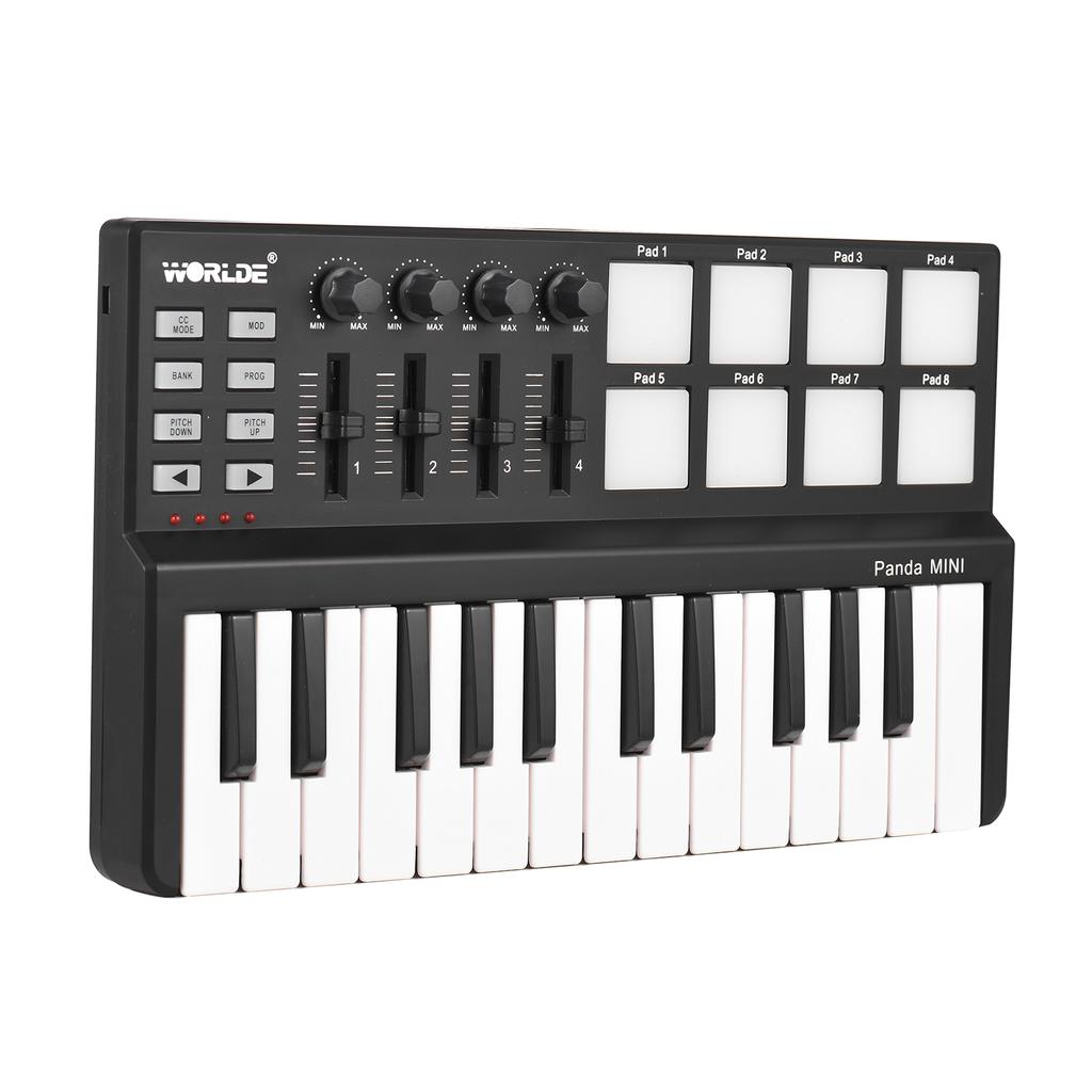 WORLDE Panda Mini Portable Mini 25 Key USB Keyboard and Drum Pad MIDI Controller