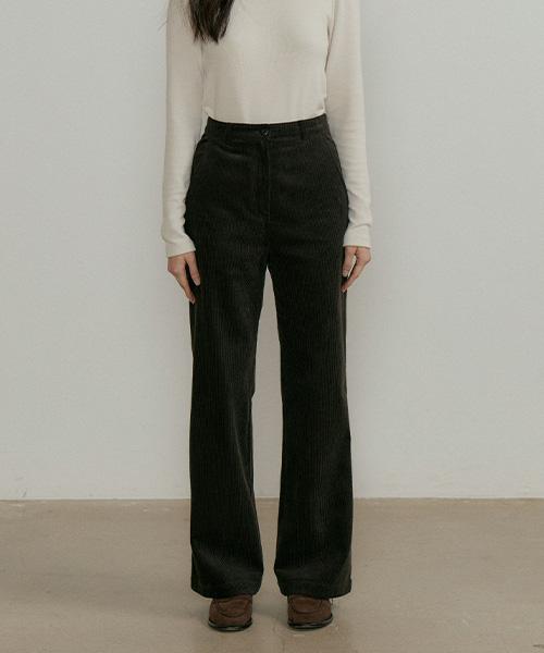 Lingseoul Button Corduroy Pants-Dark Brown