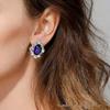 2025 Elegant Sapphire Blue Geometric Women's Ear Cuff Earrings