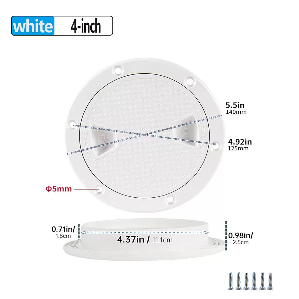 4 6 8 inch Boat-Ready Black White Round Non-Slip Inspection Hatches With detachable cover For Boat Yacht Marine