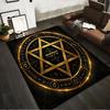 Estrella de David Dorada con Símbolos Hebreos Alfombra Antideslizante Adecuada para Sofás de Sala de Estar y Dormitorio