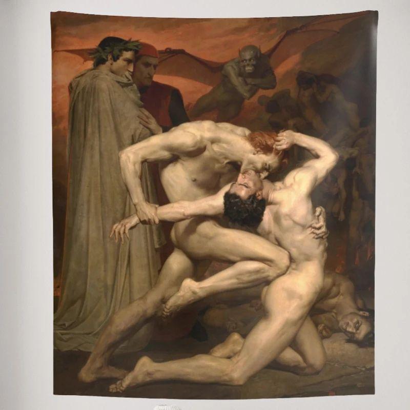 Tapestry Hell William Bouguereau Gothic Devil 75x100