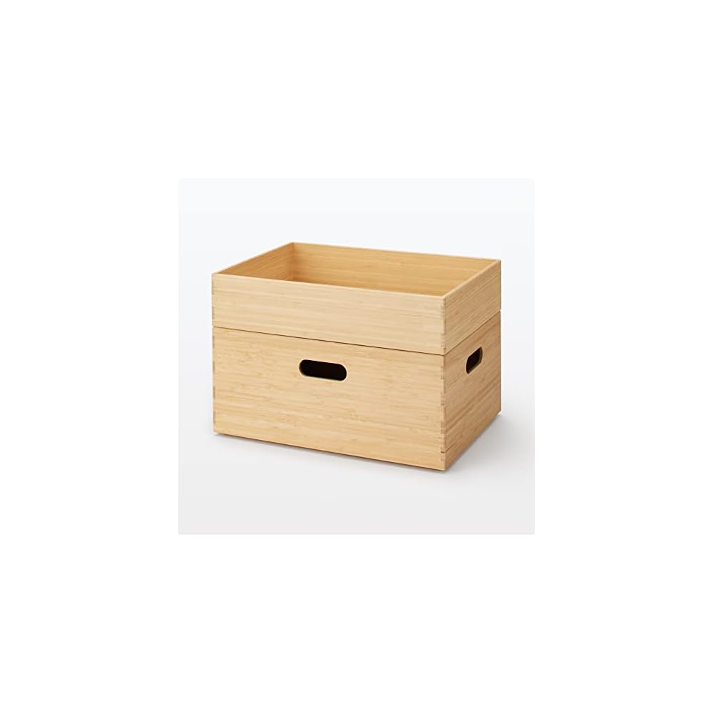 MUJI Stackable Bamboo Rectangular Storage Box, Small, 37cm (W) x 26cm (D) x 85cm (H), Item No.