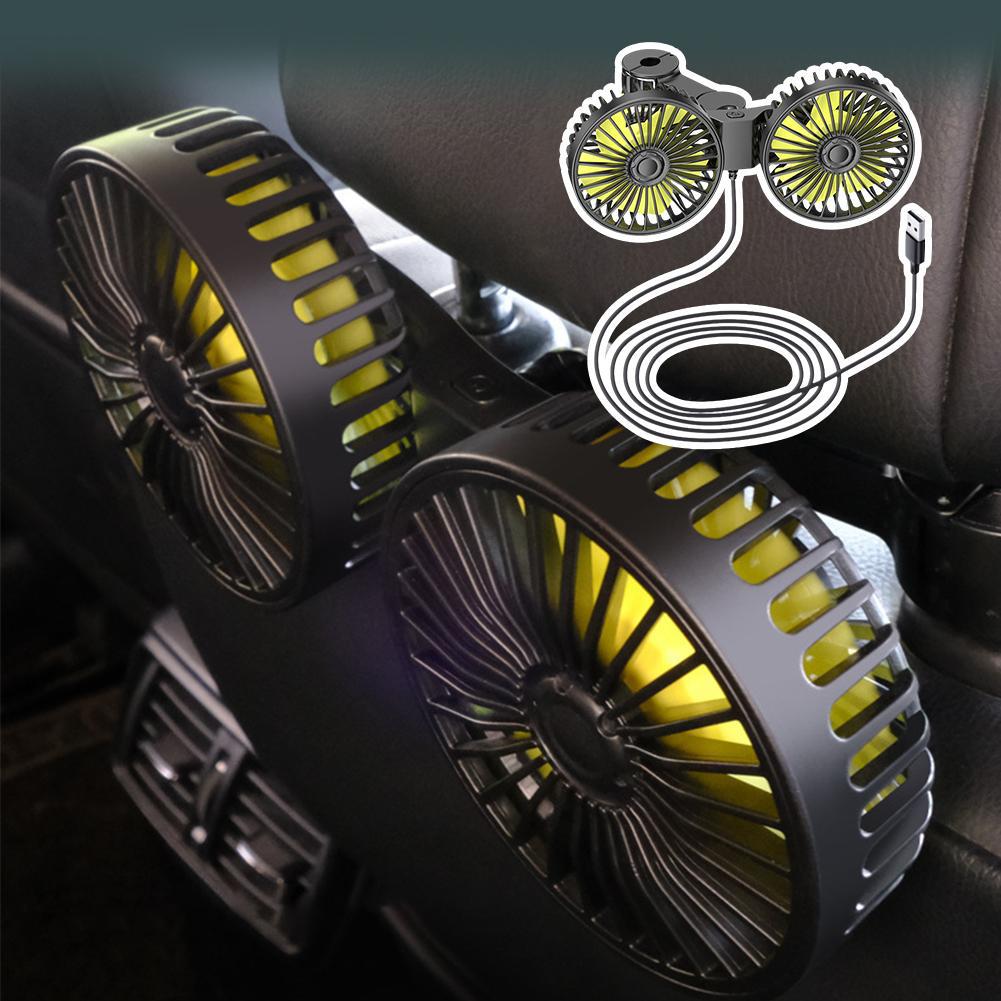 Car Seat Cooling Fan USB Dual Head Fan 360 Degree Rotation Neck Cooler Automotive Electric Fan 3 Speeds Car Accessories