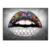 Fashion Art Lipstick Canvas Painting Graffiti Art Wall Poster On Lips