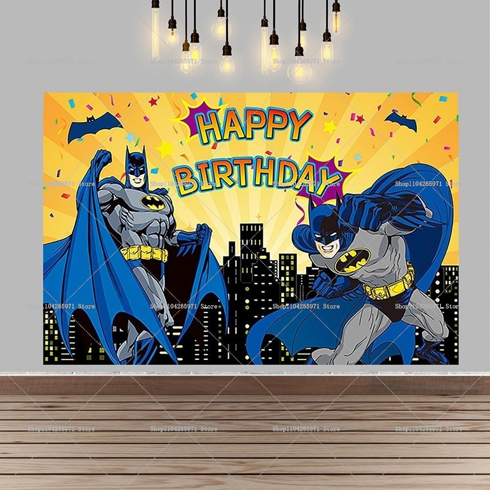 Cartoon Batman Super Hero Backdrop Gotham City Theme Kids Boys Birthday Party Decor Baby Shower Photography Background