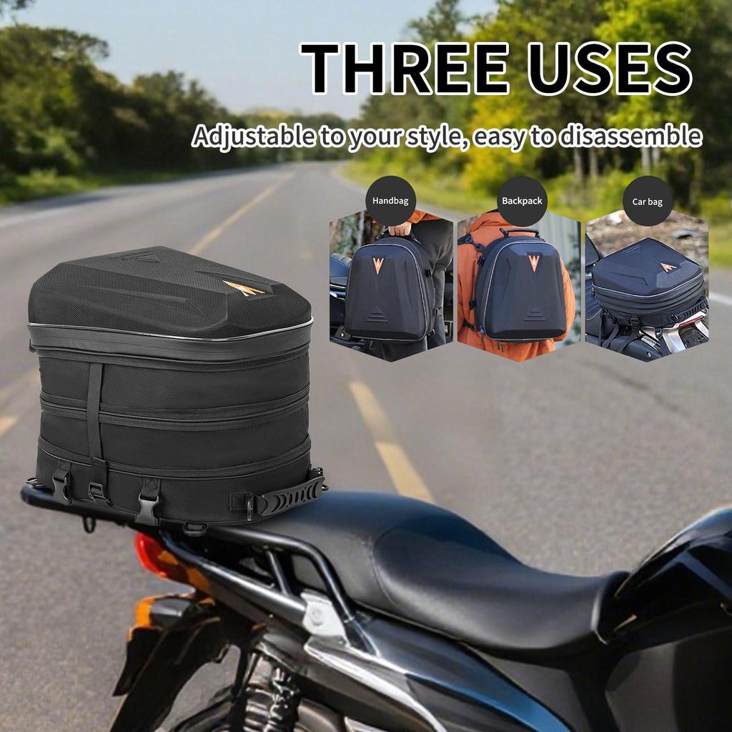 Motorcycle Tail Bag 20L-28L Expandable Storage Handbag Waterproof Motorcycle Helmet Bag For Motorbike Scooter Dirt Bike Touring