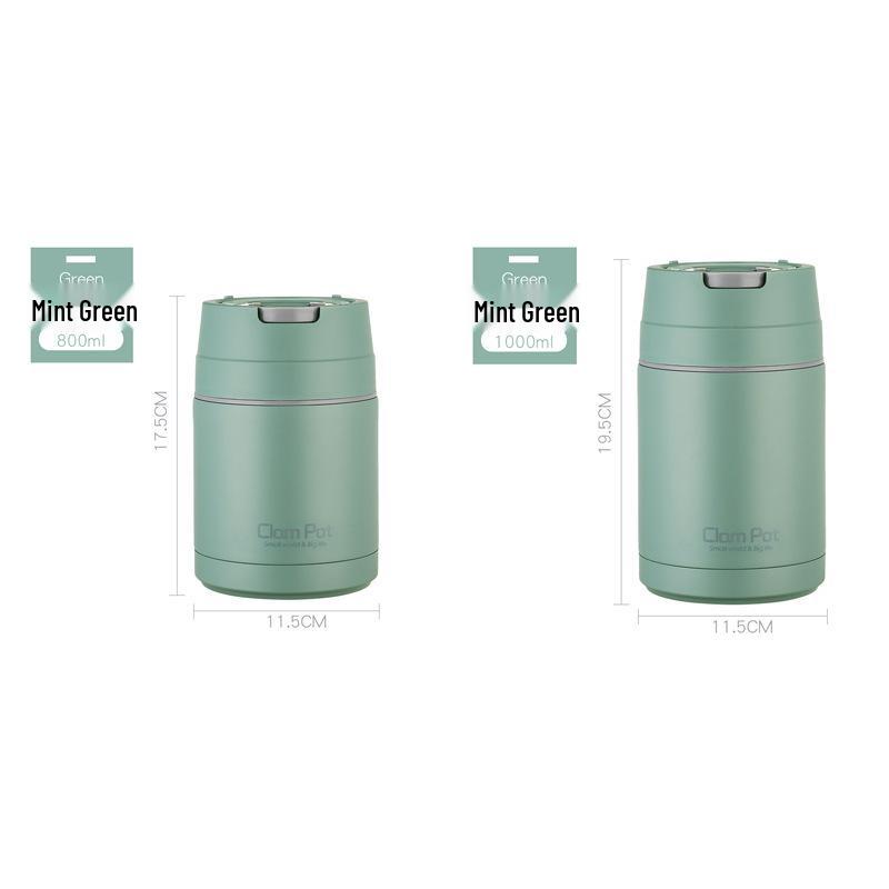 

304 Stainless Steel Insulated Lunch Food Jar with Cutlery - Ideal for Students and Office Workers Small (800ml) зелений