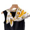 Leaf Print Simulation Silk Scarf Square Scarf High-End Shawl Versatile Neck Small Square Scarf Headscarf