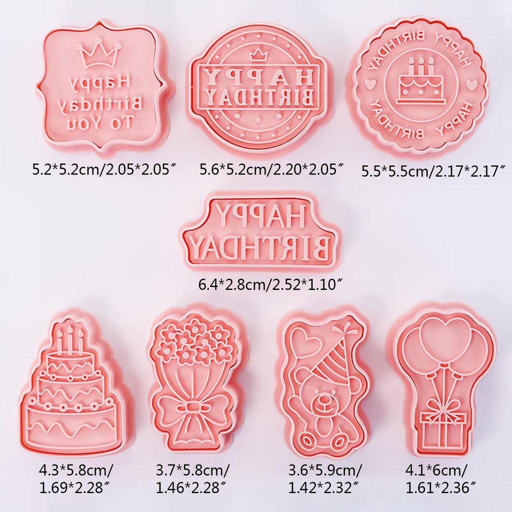 Plastic Cookie Cutters Birthday Series Biscuit Moulds Cookie Moulds Biscuit Cutter Kitchen Baking Accessories for Cookie