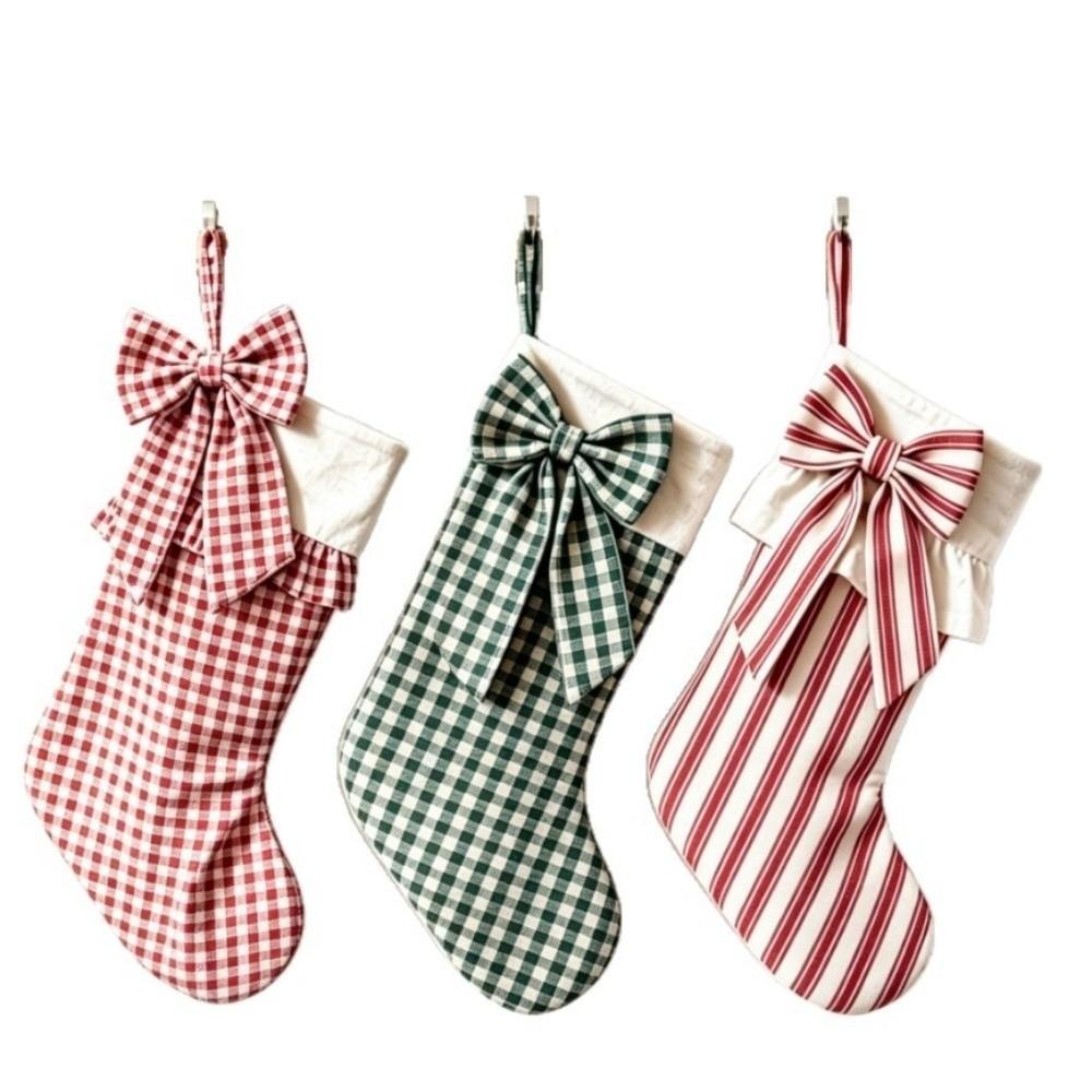 Plaid Hanging Gift Bag Striped Festive Stocking Unique Christmas Stocking Gift Giving