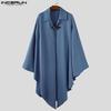INCERUN Men Casual Loose Irregular Cloak Tops Baggy Long Cape Coats Windbreaker